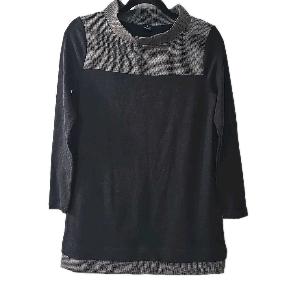 Oscalito‎ Wool And Silk Cozy Tunic Funnel Neck Colorblock Sweater Dress Size 3